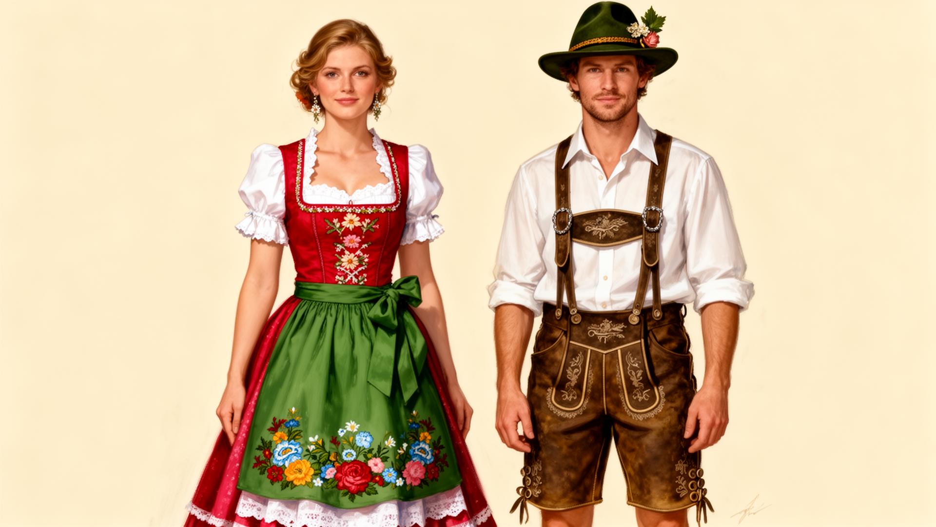 Trajes típicos masculino e feminino do Bretzelwagen